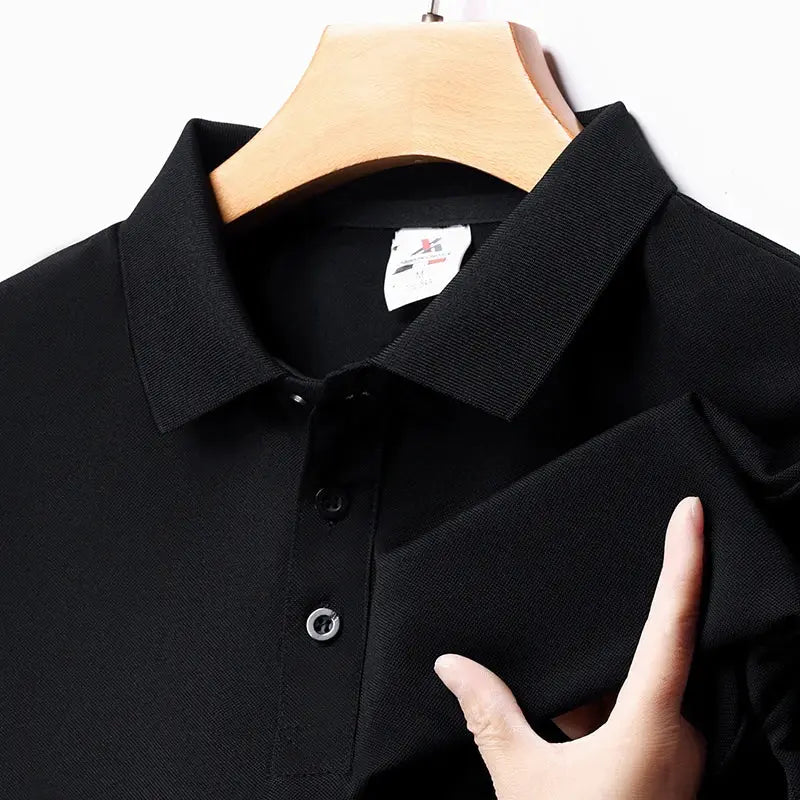 Men's black polo shirt, short-sleeve, Simples Market