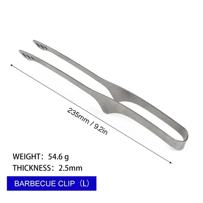 Barbecue clip (L) titanium camping tongs, 235mm long (pair)