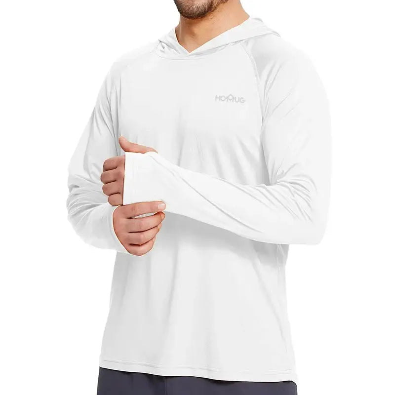 Men's UPF50 Plus Performance T Shirt Hoodie Long Sleeve Sun Protection Quick Dry for Running Fishing Casual Wear