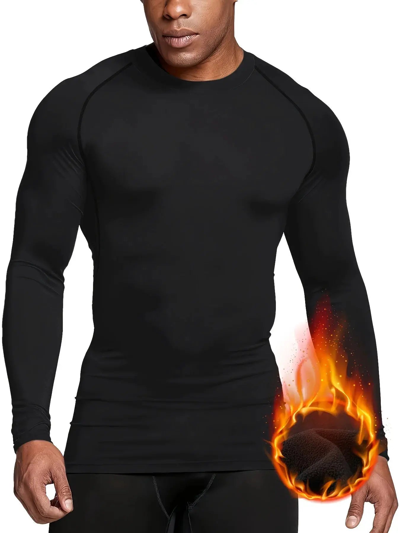 Compression rashguard shirt, men's black long-sleeve quick-dry athletic top by Simples Market