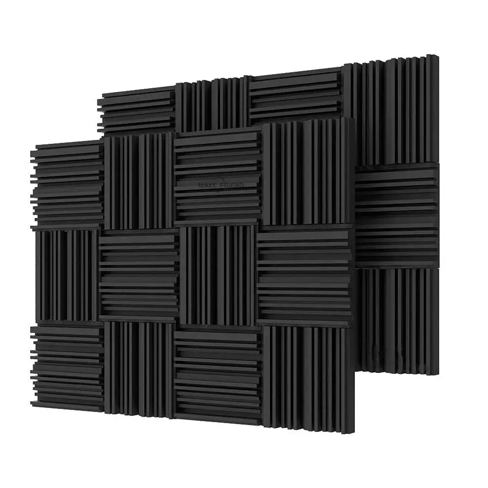 Make Friend Studio Acoustic Foam Panels, 24pcs 25x25x5cm in black & grey by Simples Market