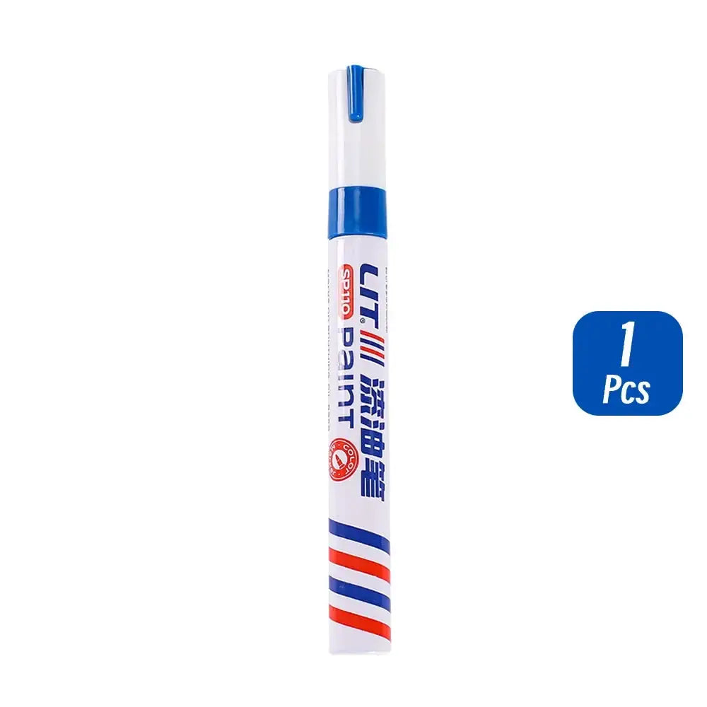 3mm permanent paint marker, white body with blue cap, blue/red stripe accents, 1 piece