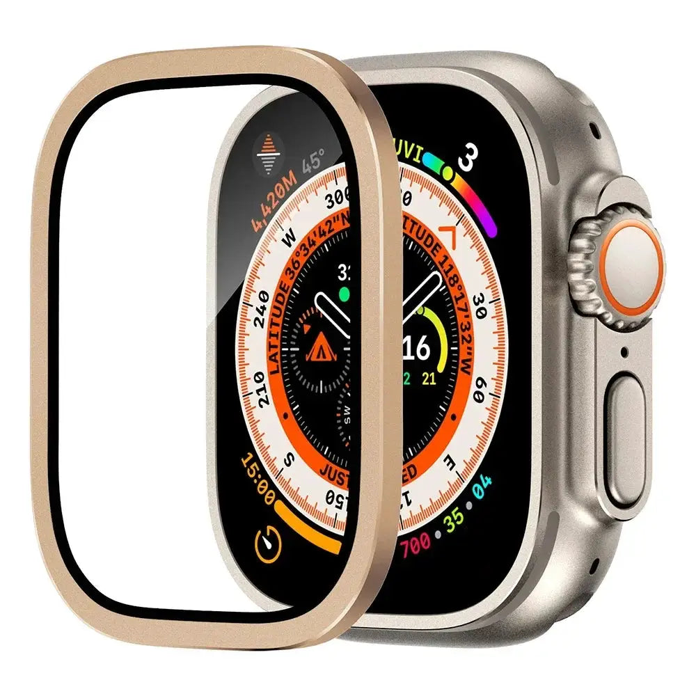Aluminium Alloy Case+Tempered Glass for Apple Watch Ultra 2 49mm Anti-Scratch Screen Protector for iWatch Ultra 49mm Cover Film