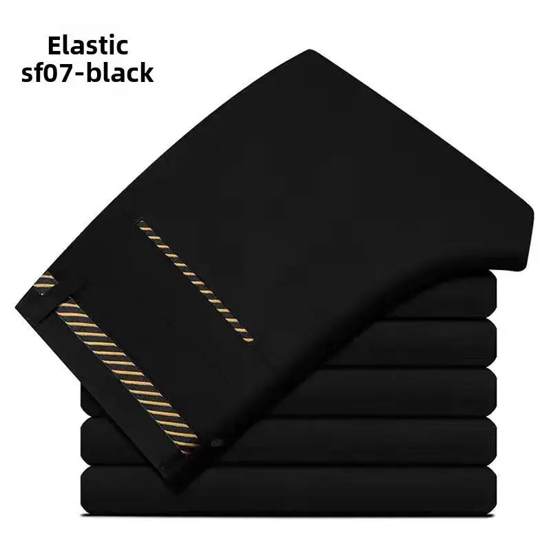 Men's elastic waist dress pants black wrinkle-resistant Simples Market six stacked pairs