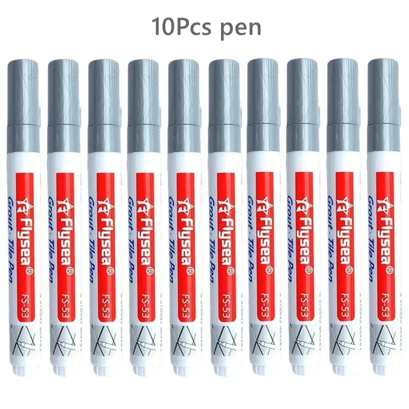 Grout pen set, 10-piece waterproof tile seam markers in black, white, beige for bathroom tiling