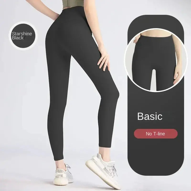Starshine Black women's yoga leggings, high-waist hips-lifting fitness pants, Simples Market