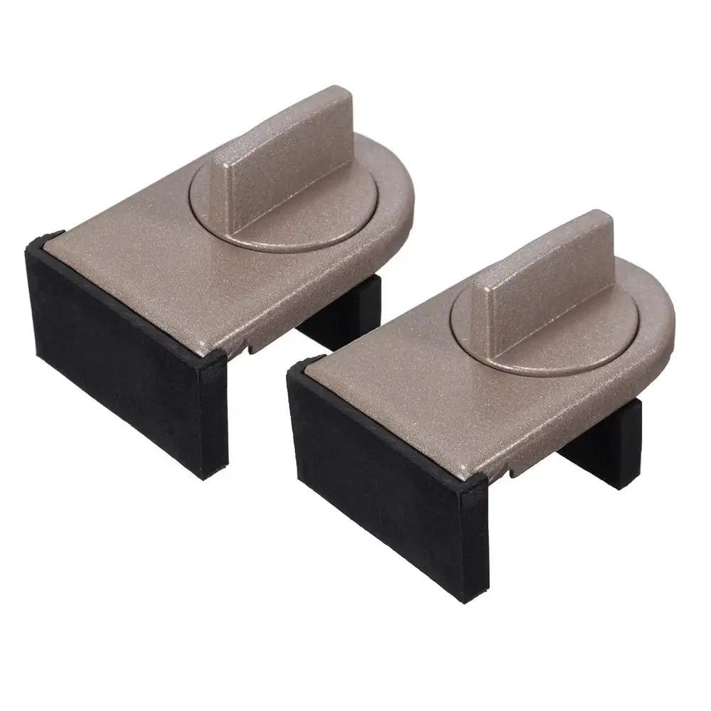 Window safety lock pair, two aluminum alloy bronze-finish sliding locks with black bases by Simples Market