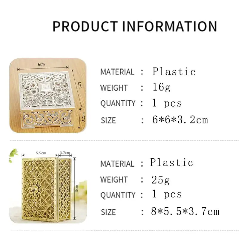 2 Pcs Mini Treasure Storage Jewelry Boxes Silver Color Hollow Flower Pattern Case For Necklace Earrings Ring