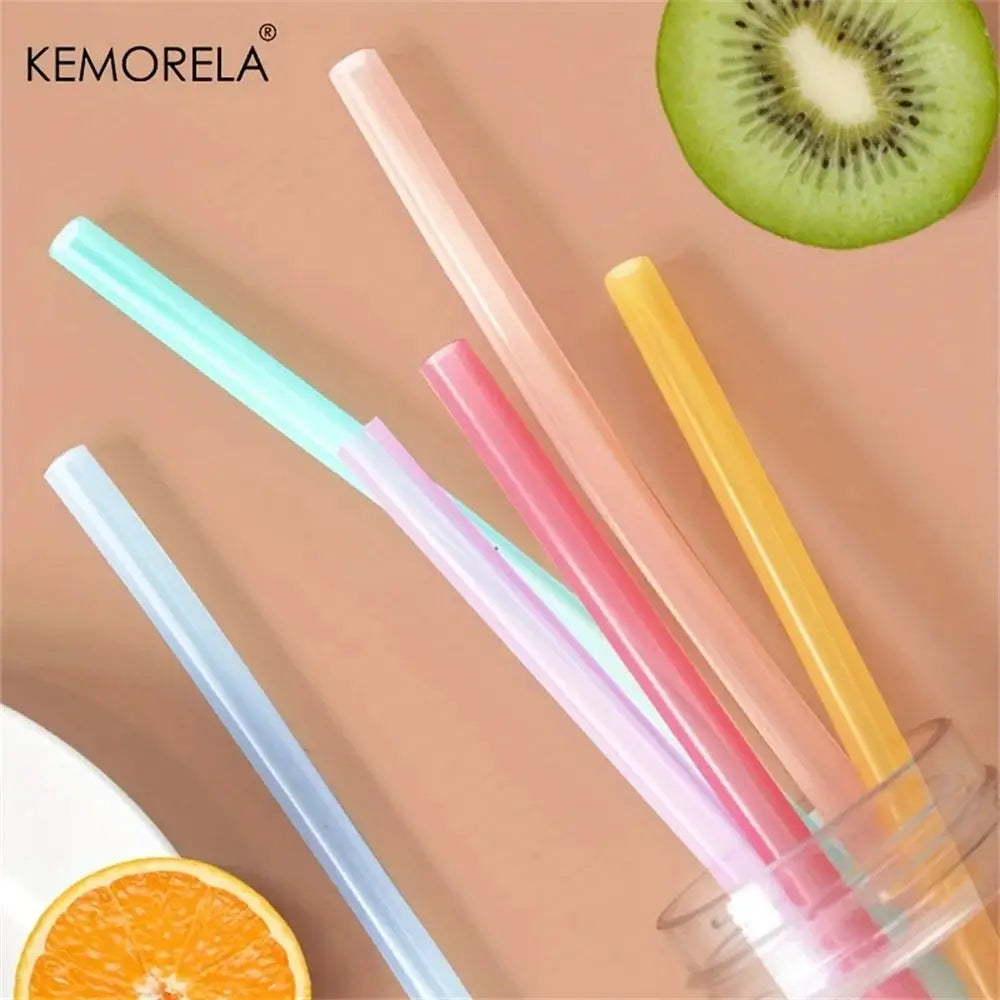 6 Piece Reusable Food Grade Transparent Silicone Straws Set Bendable And Straight With Cleaning Brush For Party