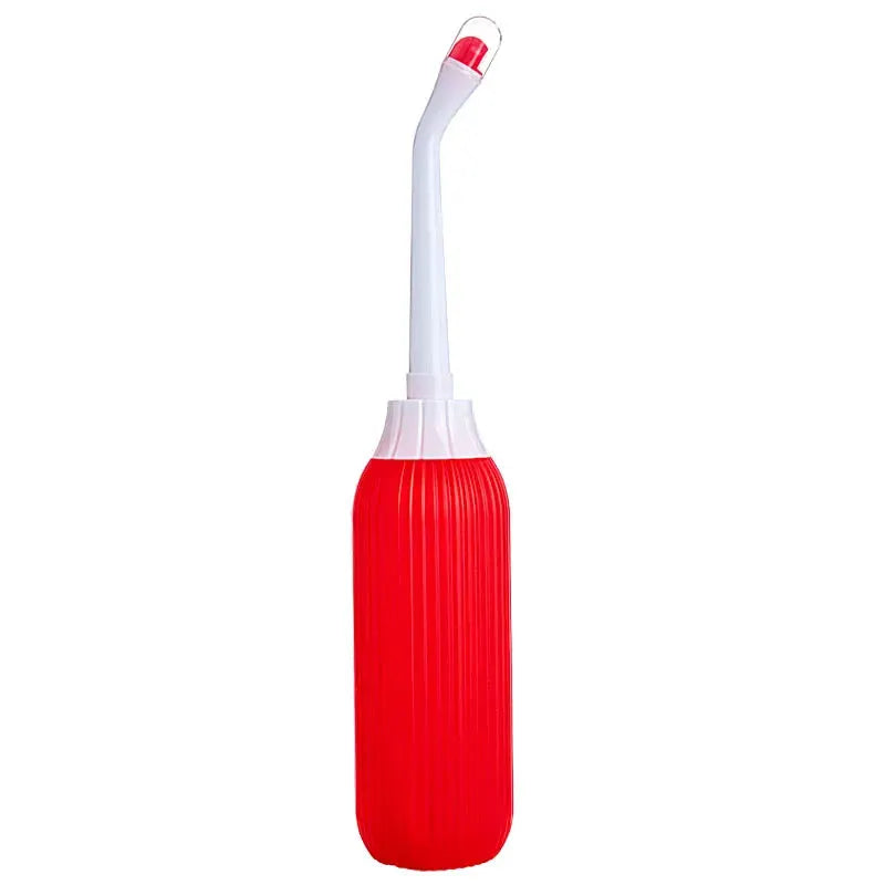 Portable bidet from Simples Market with red bottle and white curved nozzle