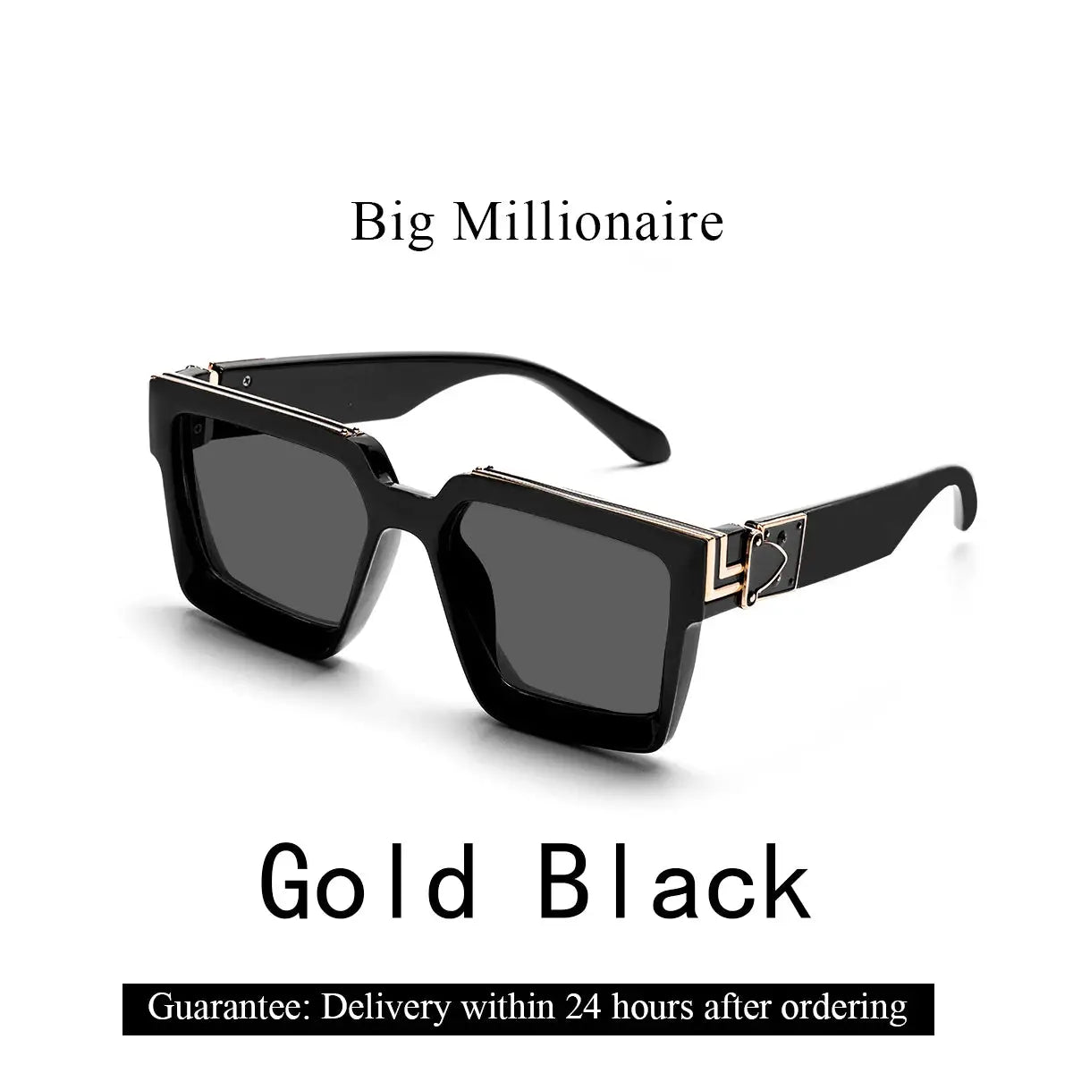 Ruiao Retro Black Millionaire Shades Sunglasses Unisex Designer Square Glasses UV400 Protection