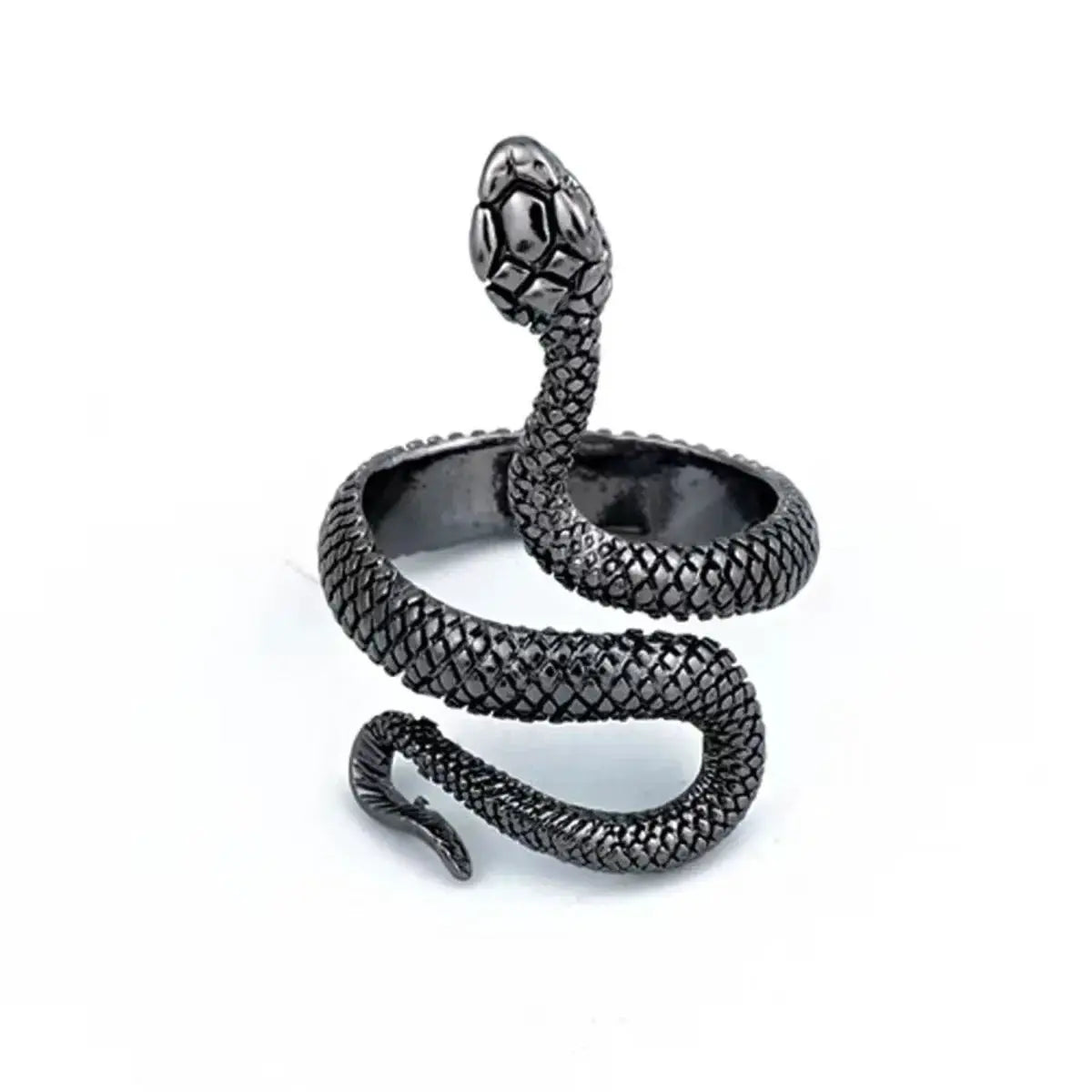 Unisex Punk Goth Snake Ring Black Plated Adjustable Fashion Jewelry For Men And Women Party Gift