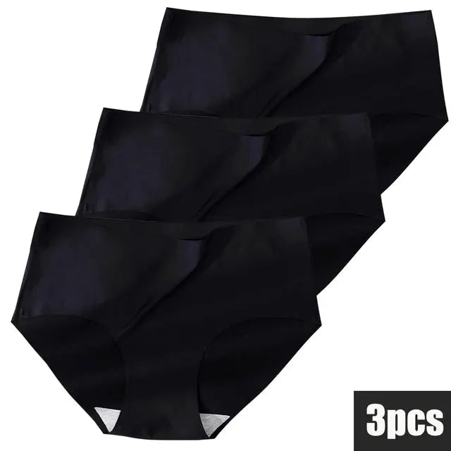 3pcs black ice silk seamless women's panties by Simples Market