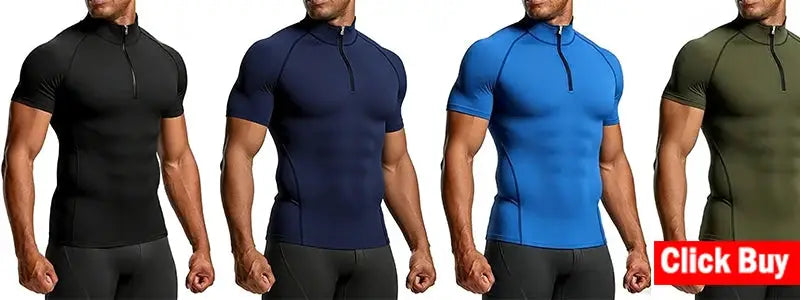 Men's Simples Market athletic compression tops, 4-pack in black, navy, cobalt blue and olive