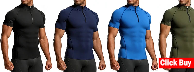 Men's running tank top set by Simples Market; quick-dry sleeveless shirts in black, navy, blue and olive (4-pack)
