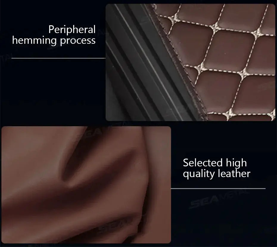Car floor mat set SEAMETAL 4-piece by Simples Market; brown leather-look, non-slip, waterproof all-weather cargo liner