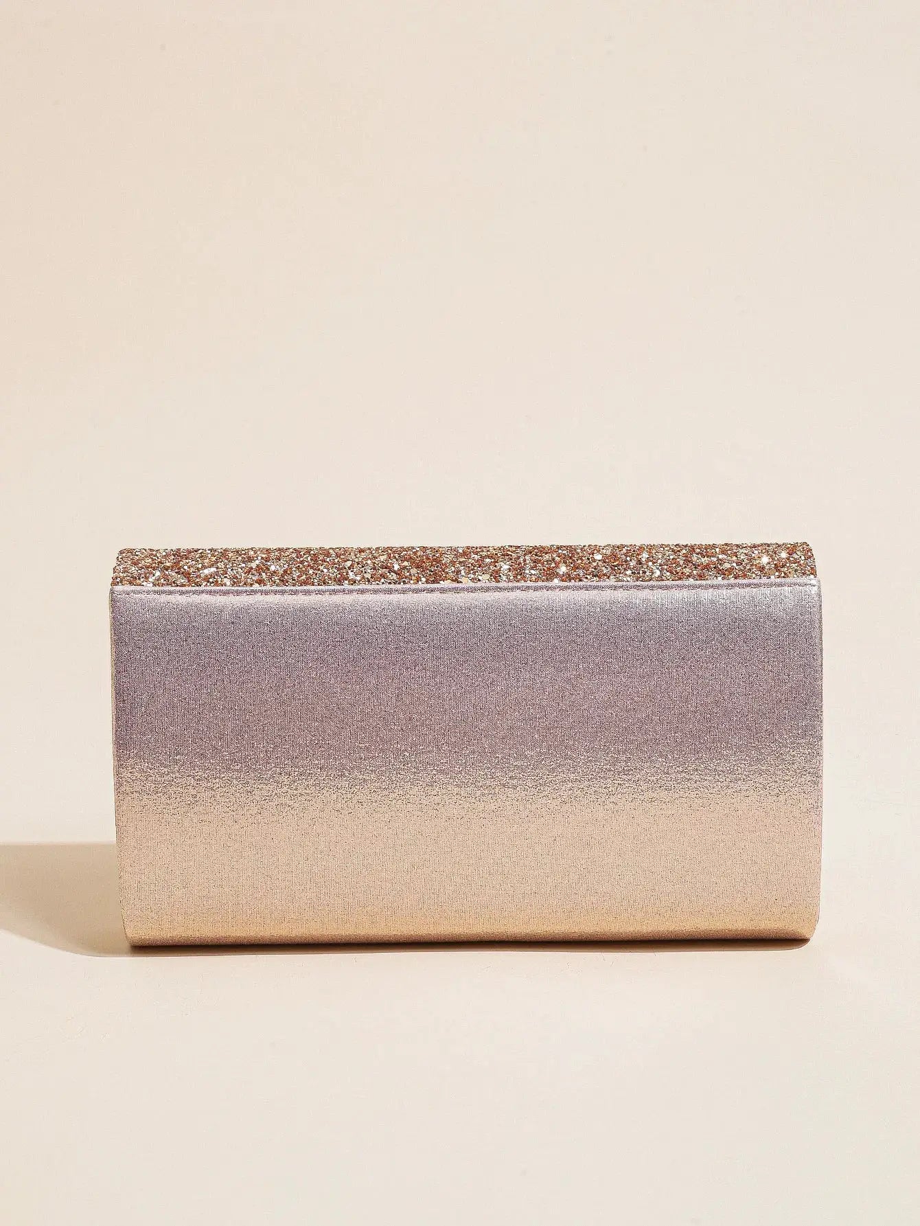 Simples Market women's evening envelope sequin clutch with glitter top edge and metallic gradient body