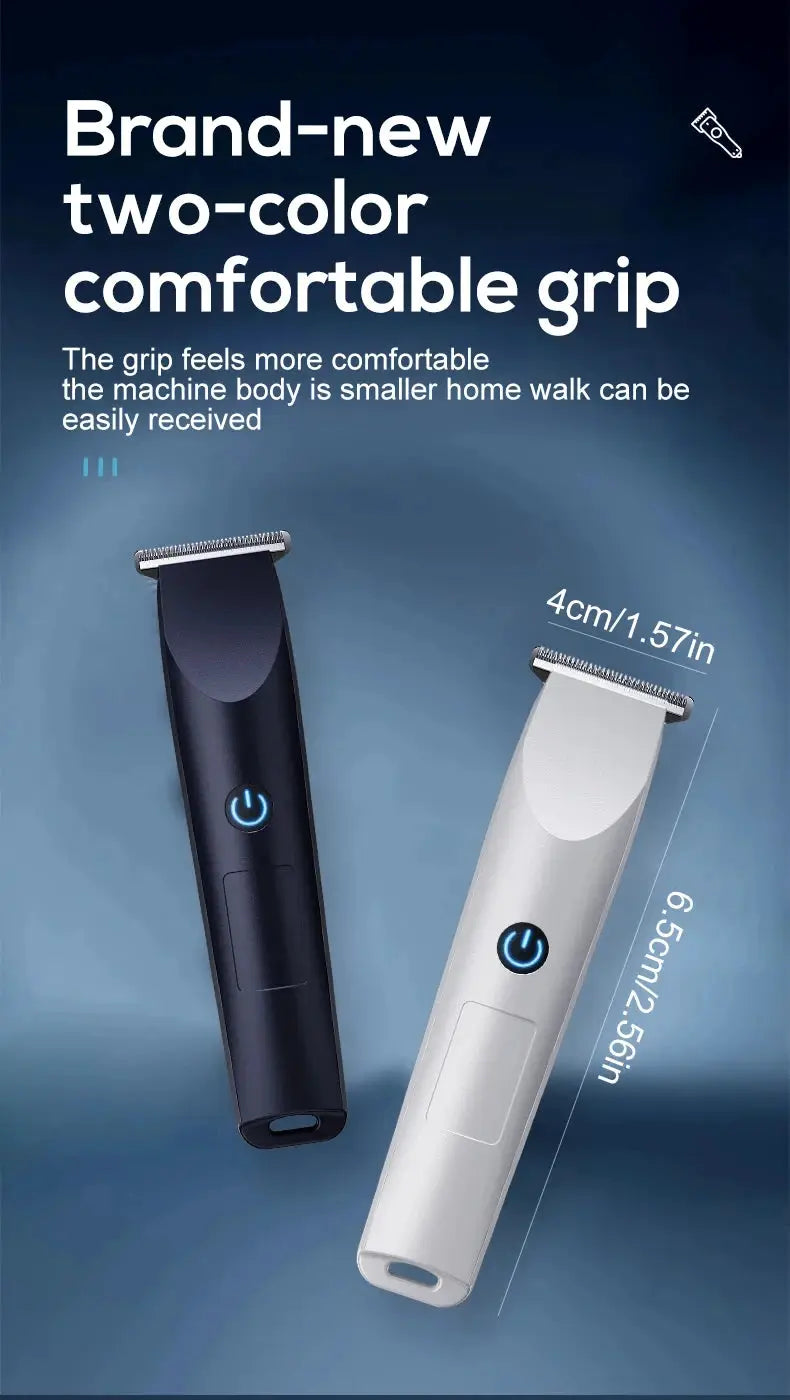 Simples Market two-tone hair clippers with adjustable cutter head and USB charging; navy and silver bodies.