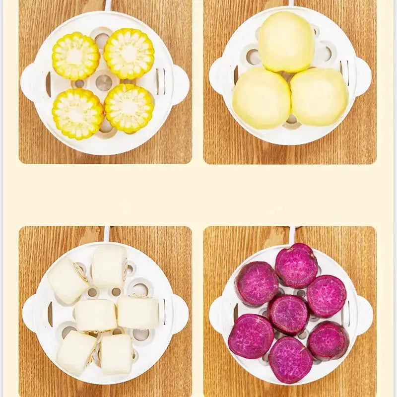 Multifunctional Electric Egg Boiler And Steamer With Double Layer Basket Poacher Breakfast Maker For Kitchen