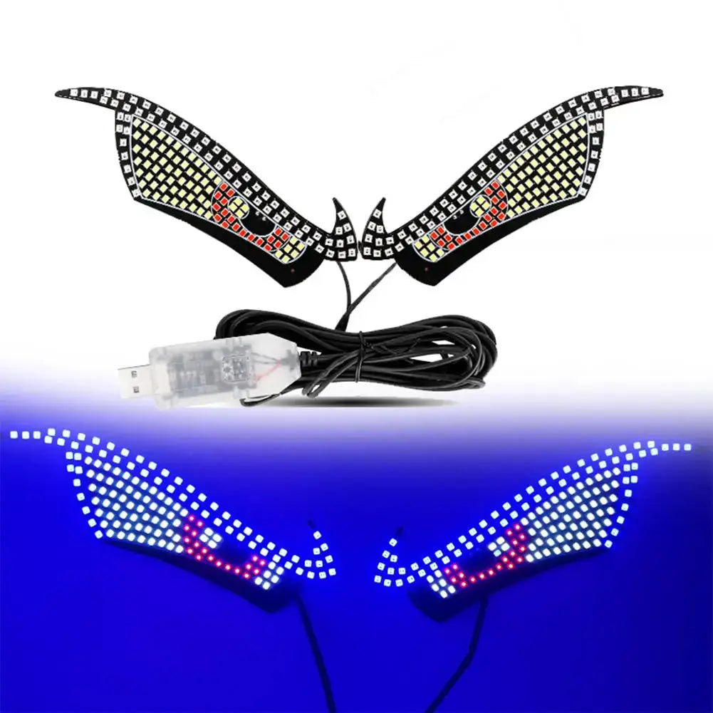 USB dynamic big devil-eye LED lights for cars, RGB wing panels with USB cable