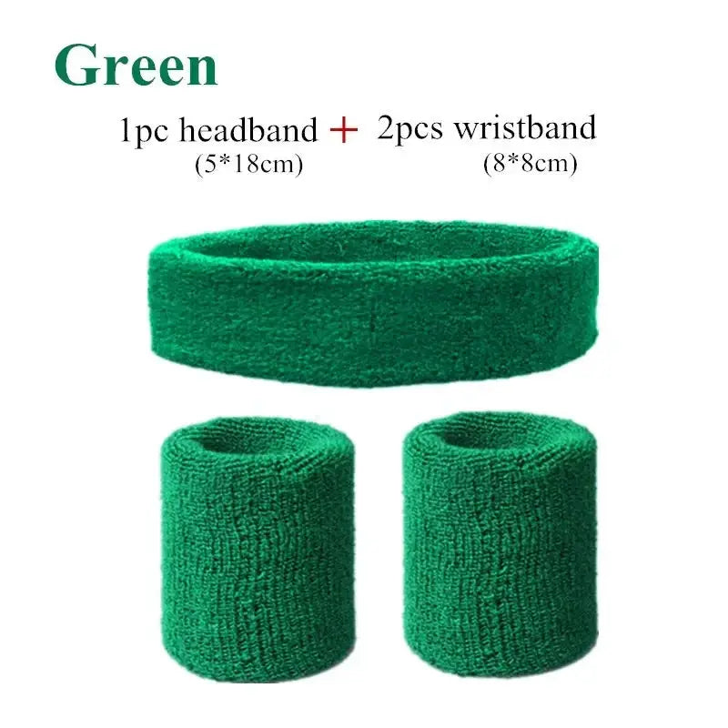 Fashion Sports Headband And Wristband Towel Set Sweatband Cotton Blend For Women And Men Cycling Gym Basketball Tennis
