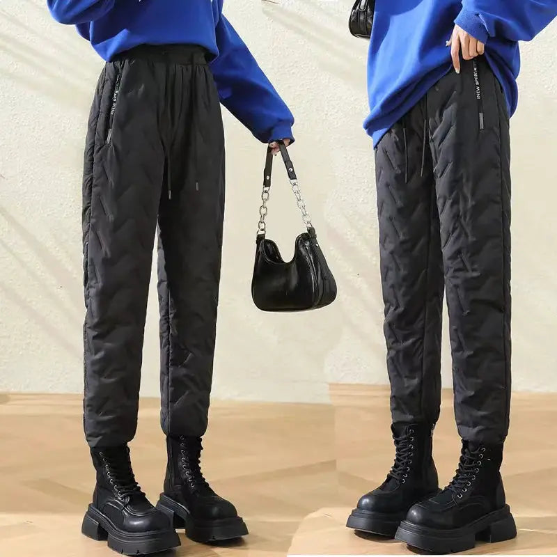 Women Winter Fleece Sweatpants With Plush Lambswool Lining Thermal Insulated Windproof Waterproof Warm Outerwear