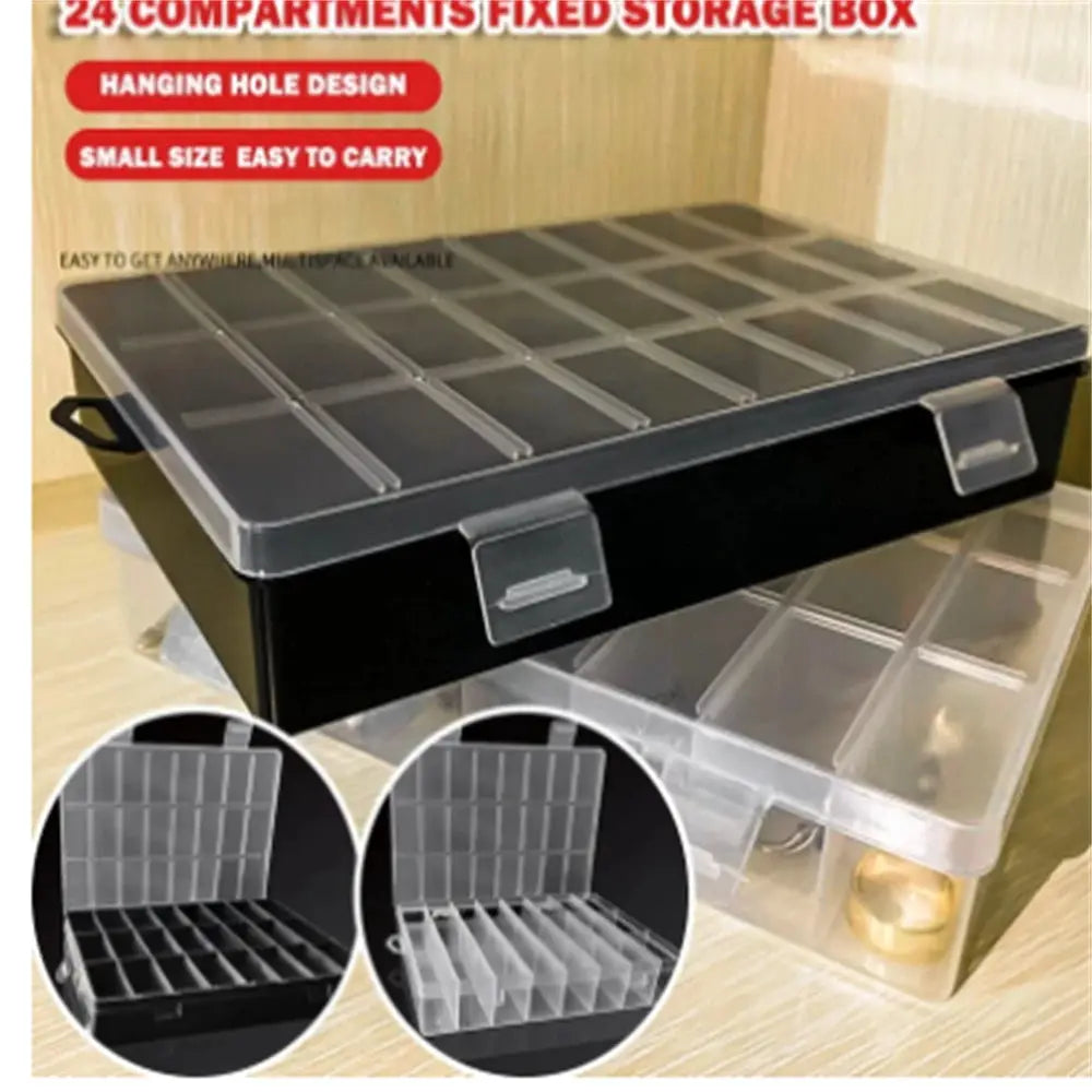 Clear 24 Compartment Plastic Storage Box Organizer For Craft Supplies Beads Jewelry And Small Items