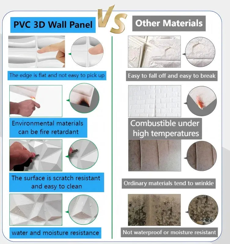 PVC 3D wall panels, 10pcs, 30x30cm, Simples Market indoor living room and bedroom decor