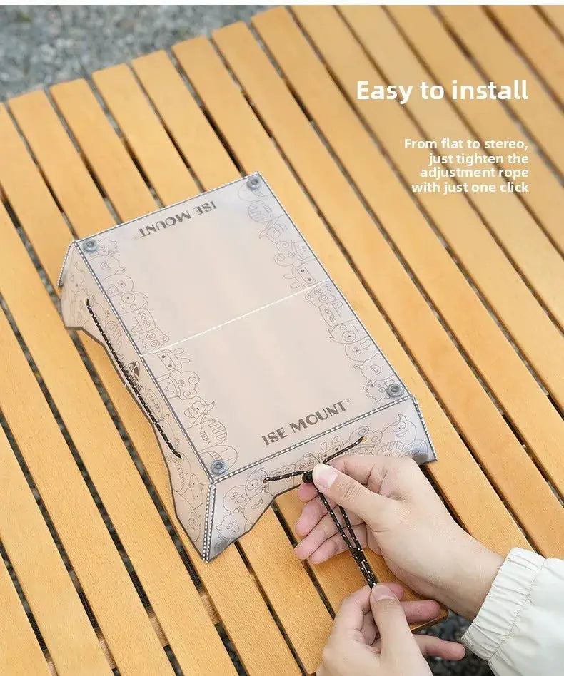 TINSOL ultralight folding mini camping table/tray by Simples Market, beige PP, portable