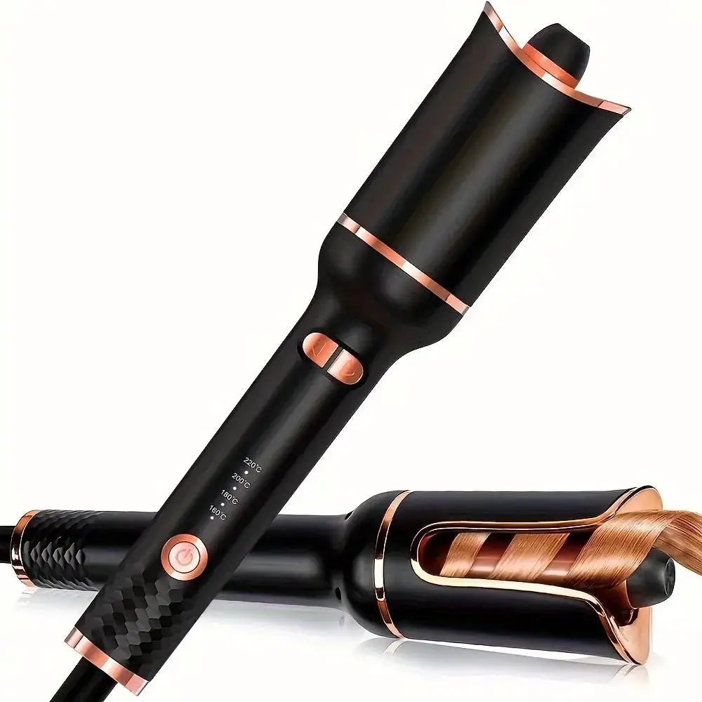Simples Market 2-pack automatic hair curlers with black ceramic rotating barrels and rose-gold accents