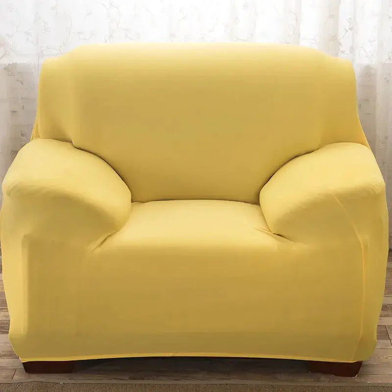 Armchair slipcover in yellow jacquard polyester, elastic, by Simples Market for 1-seat sofa