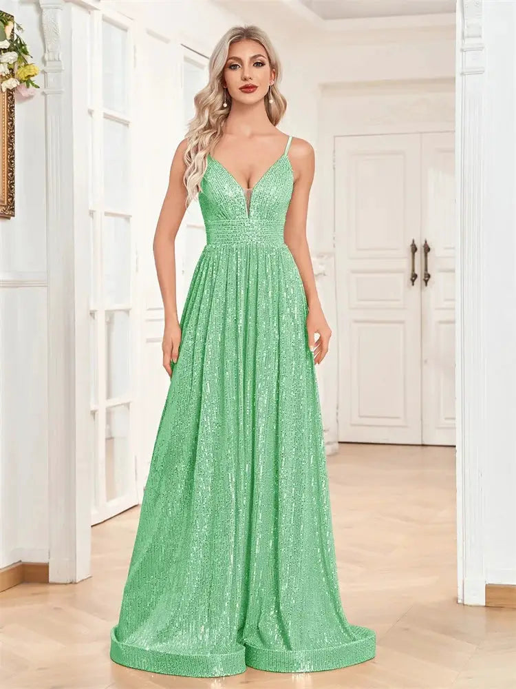 Elegant Backless Sequined Mermaid Evening Gown For Weddings And Proms