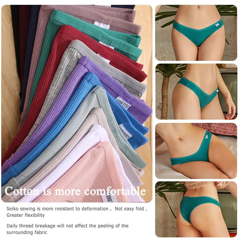 Panties set by Simples Market: Finetoo 3pcs cotton underwear for women, low-rise thong bikini briefs in assorted colors