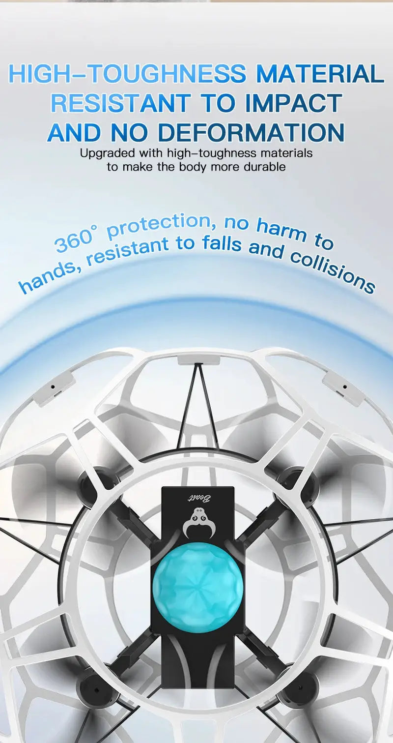 SG600 MAX 2.4G RC brushless racing football drone with white protective cage and blue center orb
