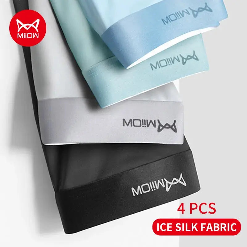 MiiOW ice silk men boxer shorts 4-pack graphene antibacterial breathable fabric by Simples Market