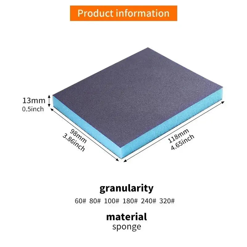 Six Piece Sanding Sponge Set 60 To 320 Grit Wet And Dry Washable Reusable Blocks For Metal And Wood Polishing 120mm