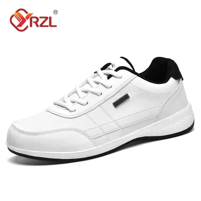 YRZL Mens Spring Autumn Waterproof Walking Sneakers Leather Shoes Non Slip Sports Footwear For Men Casual Tennis
