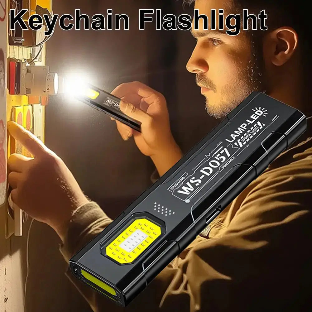 Outdoor LED flashlight, black rectangular mini torch with 550 lm and yellow LED panel