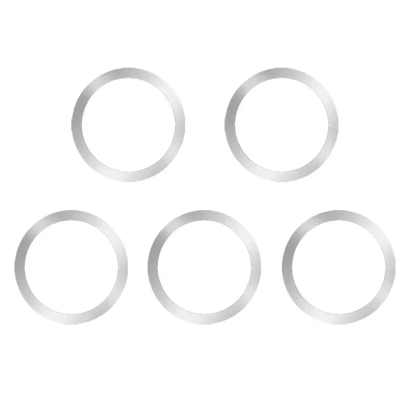 Simples Market universal magnetic metal plate ring set; silver stainless steel, 5-pack for MagSafe wireless chargers and car mounts