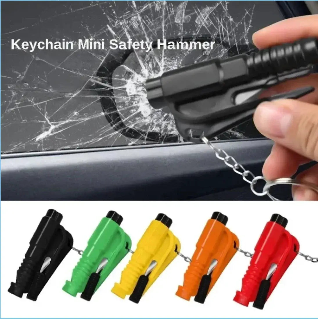 Safety Hammer With Rescue Whistle 2 In 1 Car Escape Tool Window Breaker And Seatbelt Cutter Compact Emergency Tool