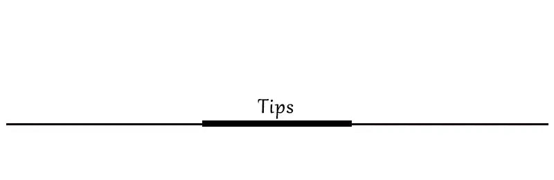Tips banner graphic with centered Tips text and decorative side lines.