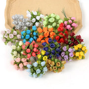 12 Pieces Mini Artificial Rose Bouquet Silk Roses for Home Decor and Wedding Decor Craft Wreath Gift