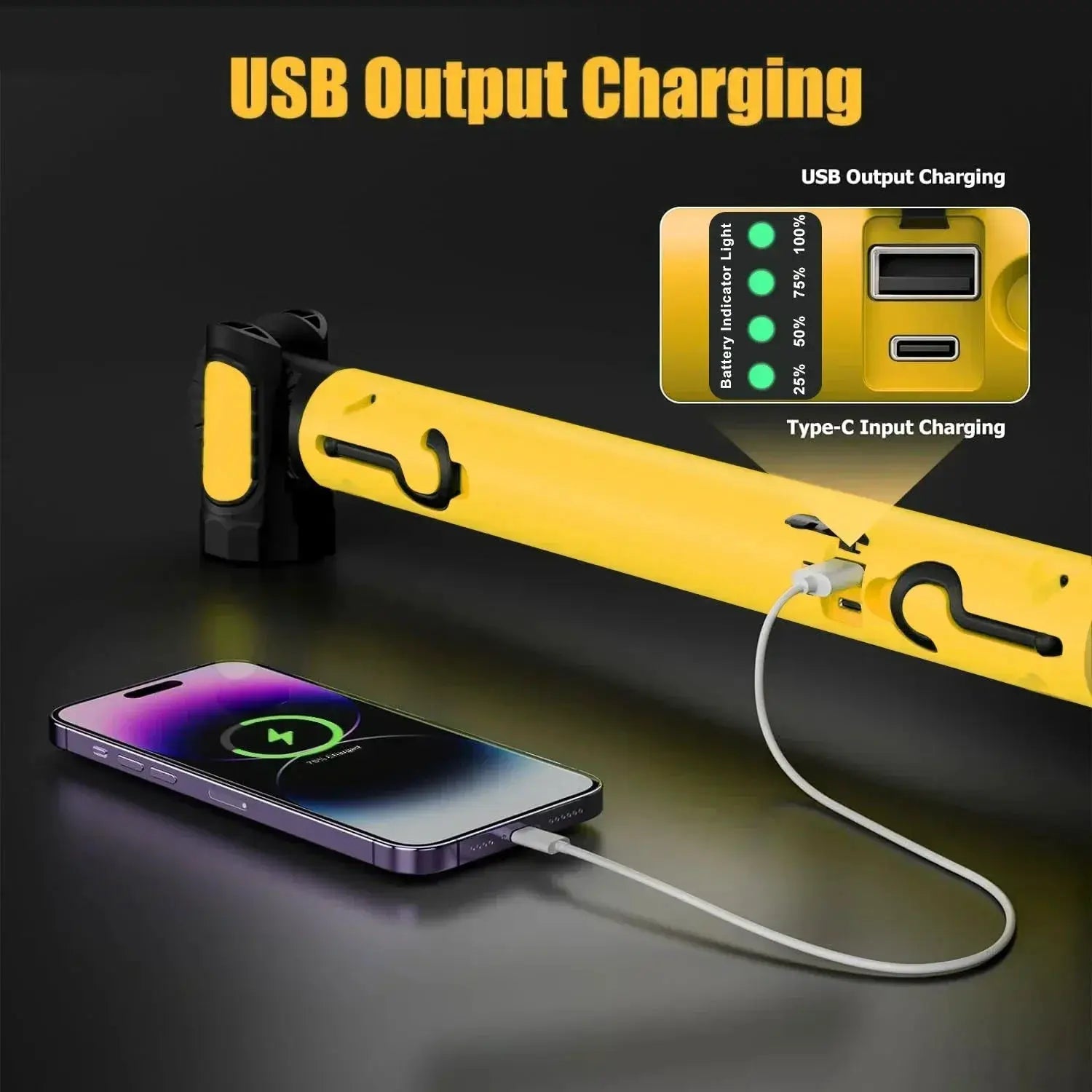Super Bright Magnetic Work Light With 5200mAh Rechargeable Battery 3000 Lumen Underhood Car Repair And Outdoor Lighting