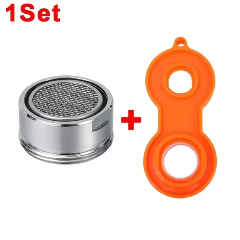 1 set faucet aerator with chrome brass filter and orange installation tool, 24mm thread (Simples Market)