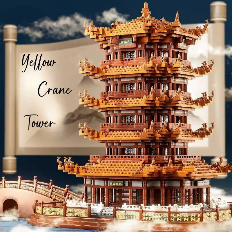 Yellow Crane Tower Building Blocks Set For Kids Educational Toy For Boys And Girls