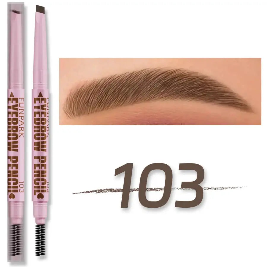 Glamourix 2 In 1 Eyebrow Pencil And Brush Waterproof Long Lasting Five Colors For Natural Definition