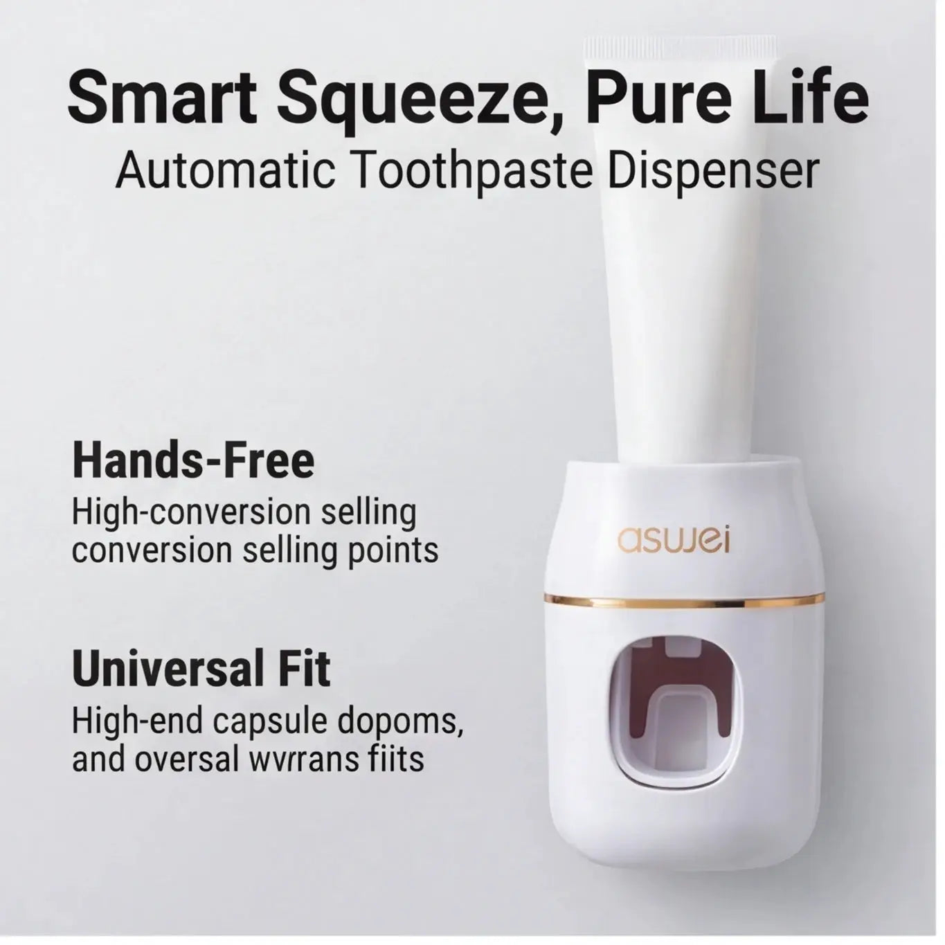 Automatic toothpaste dispenser, white plastic squeezer for bathroom organization