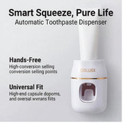 Automatic toothpaste dispenser, white plastic squeezer for bathroom organization