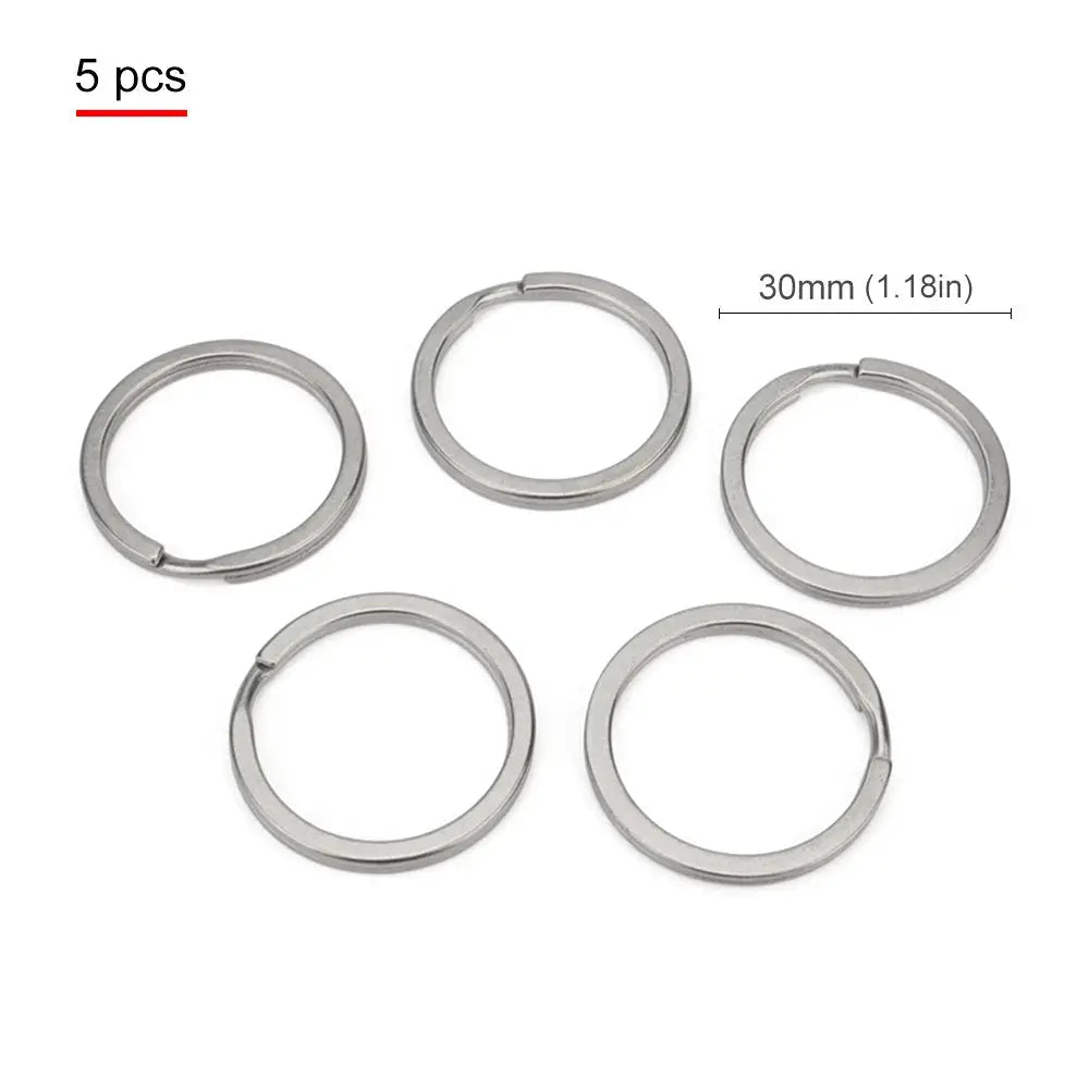 5pcs titanium alloy key rings, 30mm diameter, silver metal, outdoor EDC buckle accessories