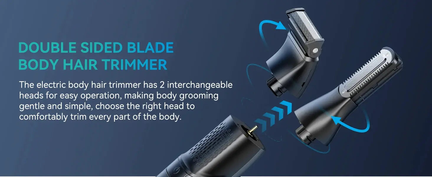 KENSEN S15 electric body hair trimmer with dual-sided blade and interchangeable heads by Simples Market